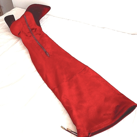 Ladies Over the Knee Stretch Velvet Boots - Picture 6 of 13